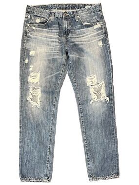 Big Star Billie Boyfriend Fit Jeans Light Blue Wash Denim Distressed Size 28
